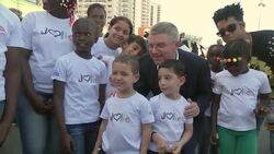 IOC chief opens Truce wall, tours athlete village News Clip
