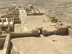 Aerial the ruins of Avdat, Negev, Israel Stock Footage