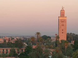 WS View of skyline of marrakech stop on tall building / Marrakech, Tensift, Morocco  Stock Footage