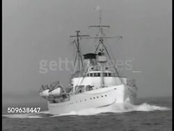 1941: 'THE STUART CASE': VS Coast Guard Cutter approaching, FBI Agents boarding passenger ship, climbing rope ladder. Instructional Video