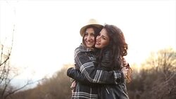 Lesbian hug Stock Footage