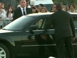 Michael Jackson Private Viewing For Invited Guests At Forest Lawn Cemetery Stock Footage