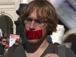 Protesters March Against NSA Spying, for Snowden Stock Footage