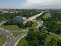 WS AERIAL View of Washington Monument and Lincoln Memorial / Washington, Dist. of Columbia, United States Stock Footage
