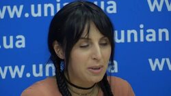 The Eurovision Song Contest winner Jamala press conference in Kiev Stock Footage