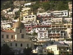 Amalfi Coast Buildings on Hillside From Boat: Italy Stock Footage