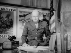 Major General Alexander Vandegrift talking about WWII Stock Footage