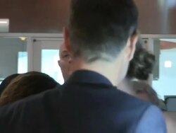 Emily Blunt greets fans while arriving at the Arthur Newman Premiere in Hollywood, 04/18/13 Stock Footage