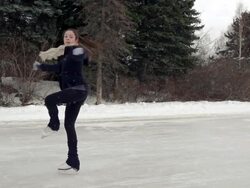 Female young adult skates in freedom. Stock Footage