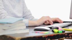 Young woman working in front of the computer. Stock Footage