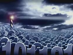 WS View of ocean with binary codes surrounded by light house / Melbourne, Victoria, Australia Stock Footage