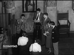 1951: HARVARD UNIVERSITY ACADEMICS: WS Fogg Museum of Art entrance & sign carved above door, HA TD Painting 'The Stigmatization of Saint Francis' by Taddeo Gaddi, VS 'Sketches in Clay' by sculptor Bernini, SOT Adult male about 'sketches' Instructional Video