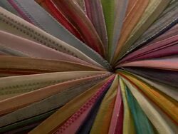 CU PAN viwe of cloth in market / Marrakech, Morocco Stock Footage