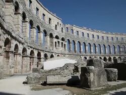 Roman amphitheater, Pula Stock Footage