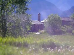Angolasters chapel in Andorra Stock Footage
