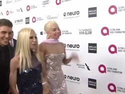 Donatella Versace and Lady Gaga at Elton John AIDS Foundation Presents 22nd Annual Academy Awards Viewing Party Sponsored By Chopard, Neuro Drinks And Wells Fargo Stock Footage