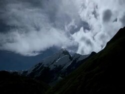 T/L with camera move, cloud, Chulu West High Contrast, Himalayas Stock Footage