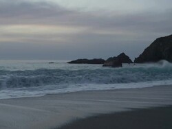 MS SLO MO View of Waves breaking on beach / Big Sur, California, United States Stock Footage