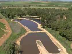Aerial reservoirs in Negev Desert, Negev, Israel Stock Footage