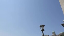 Chain Bridge Szechenyi Lamchid & Hungarian Nation Gallery, Budapest, Hungary, Europe Stock Footage