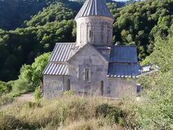 Haghartsin monastery, view of Saint Astvatsatsin church Stock Footage