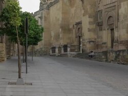 WS western facade of the Cathedral-Mosque (Great Mosque) with the bell tower in background Stock Footage