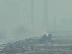 Gaza coastline with missile explosion News Clip