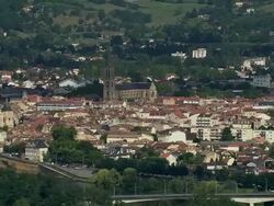 WS SIDE POV Aerial view, Bergerac, Aquitaine, France Stock Footage