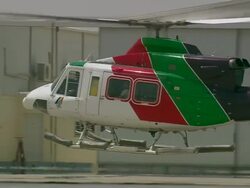 MS TS ZO Shot of helicopter taking off from airport / Qatar Stock Footage