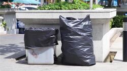 HD panning: Trash bag and bin. Stock Footage