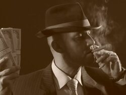 Man with bowler hat and cigar Stock Footage