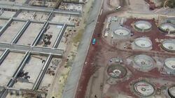 Expansion of the Atotonilco wastewater treatment plant in the Valley of Mexico. Stock Footage
