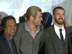 Robert Downey Jr , Chris Hemsworth, Chris Evans, Scarlett Johansson, Jeremy Renner, Samuel L. Jackson at The Avengers World Premiere Stock Footage