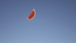 Slow Motion of Tossing Fruit Watermelon  into Sky Stock Footage