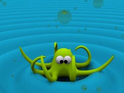 3D Octopus Animation with Bubbles Stock Footage