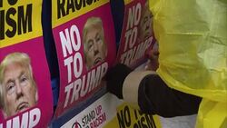 Anti-Trump protest outside the US embassy in London News Clip
