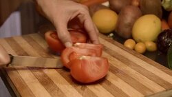 Cutting Tomatoes Into Parts Stock Footage