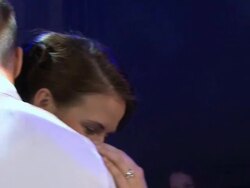 CU Bride dances with groom Stock Footage