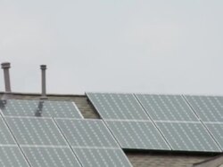 Solar panels on roofs of new houses in Austin TX Stock Footage