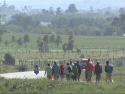 African people walking, Kenya Stock Footage