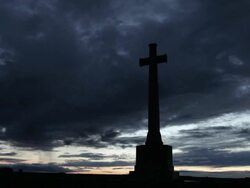 SHADOWS OF WAR: The Cross Of Sacrifice in Louvencourt, France. Stock Footage