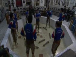 Group of men doing excersises in arena, House of strength, Esfahan, Iran (sound available) Stock Footage