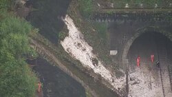 Aerials of Landslide near Watford Junction News Clip