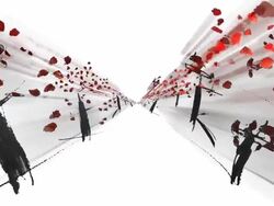 ALLEY. ZOOM IN - TREES WITH RED BLOSSOMS. crossmedia (loopable) Stock Footage