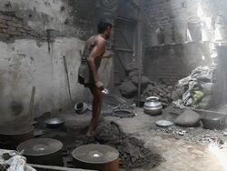 Man making utensils in the factory  Stock Footage