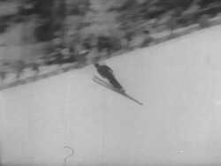 Rheinhold Bachler Sets Ski Jump Record Stock Footage
