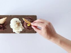CU Shot of placing cookies on ice cream / Seoul, South Korea Stock Footage