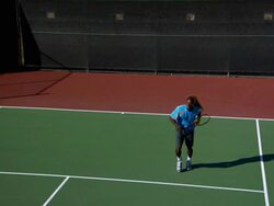 SLO MO, WS, HA, Man playing tennis, Santa Barbara, California, USA Stock Footage