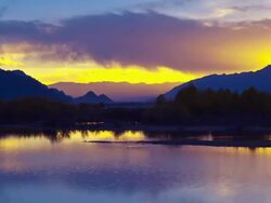 Lhasa river at Dawn Stock Footage