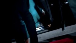 Hollywood couple step out of limousine onto awards show red carpet at awards show Stock Footage